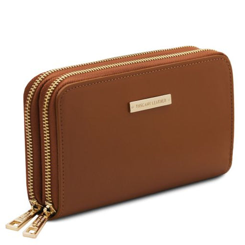 Gaia - Double zip around leather wallet